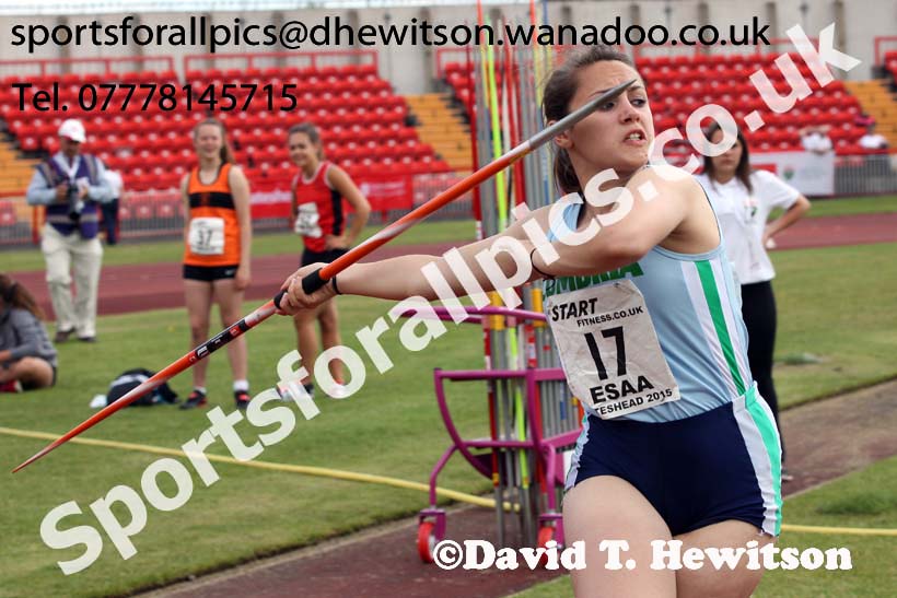Inter girls javelin, 2015 English Schools Track and Field Champs., Gateshead Stadium. Photo: David T. Hewitson/Sports for All Pics